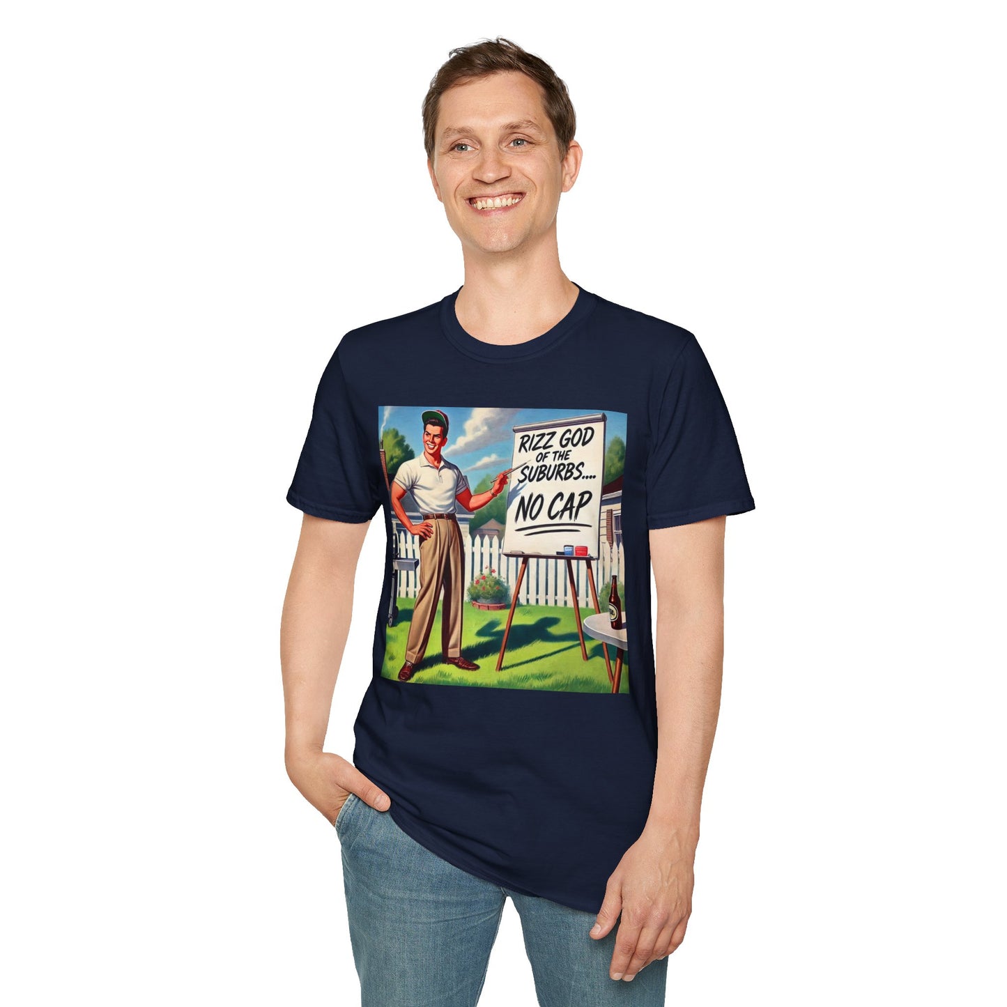 Rizz God Of The Suburb No Cap Shirt T Shirts For Men Guys Funny Graphic Shirt Vintage Rizz Tee Novelty Humor
