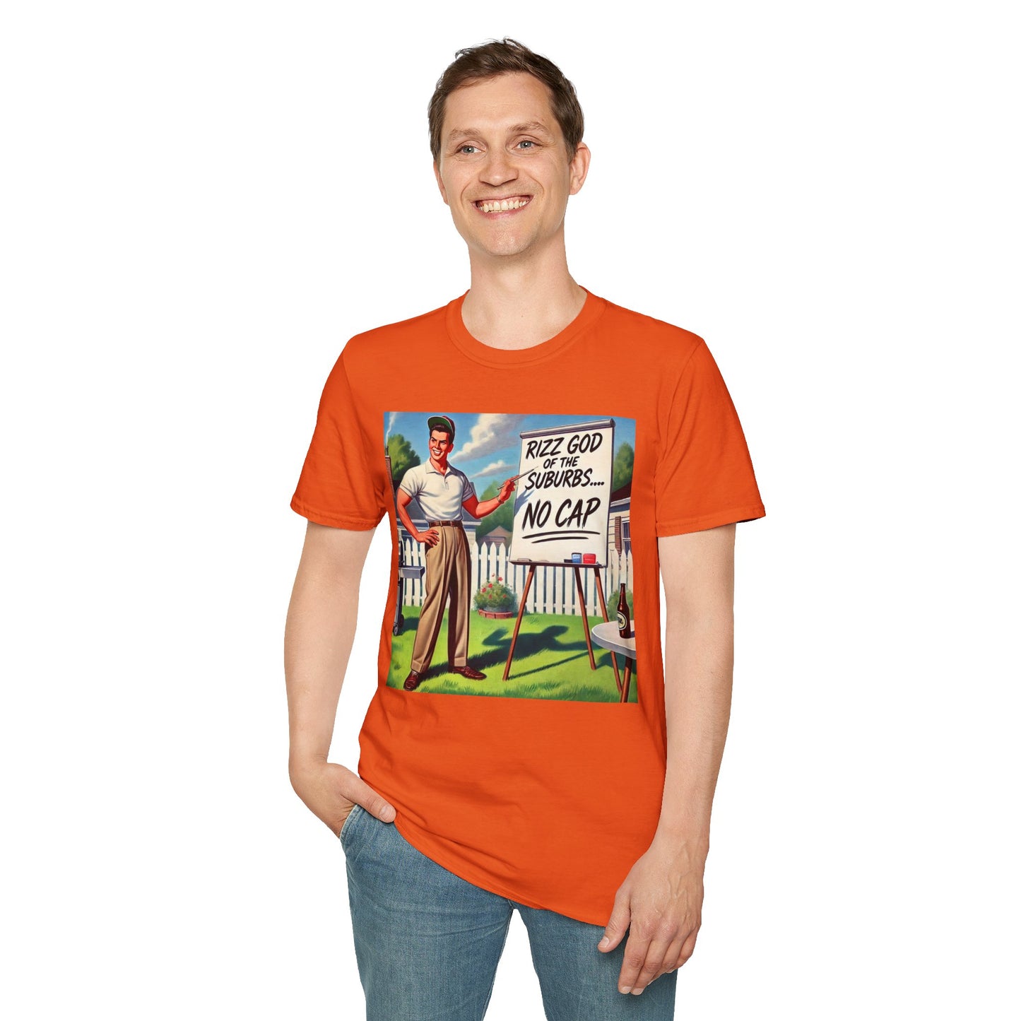 Rizz God Of The Suburb No Cap Shirt T Shirts For Men Guys Funny Graphic Shirt Vintage Rizz Tee Novelty Humor