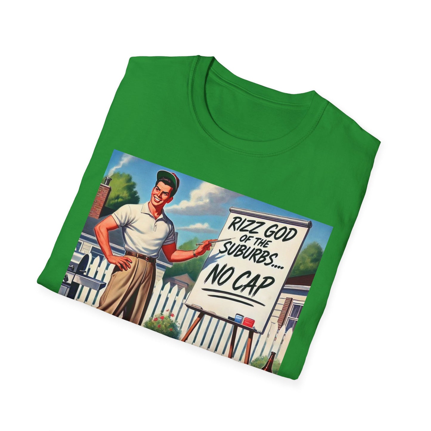 Rizz God Of The Suburb No Cap Shirt T Shirts For Men Guys Funny Graphic Shirt Vintage Rizz Tee Novelty Humor
