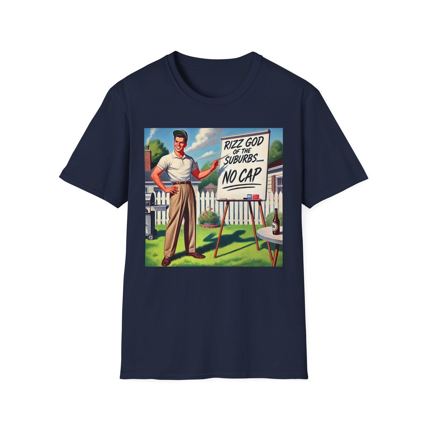 Rizz God Of The Suburb No Cap Shirt T Shirts For Men Guys Funny Graphic Shirt Vintage Rizz Tee Novelty Humor