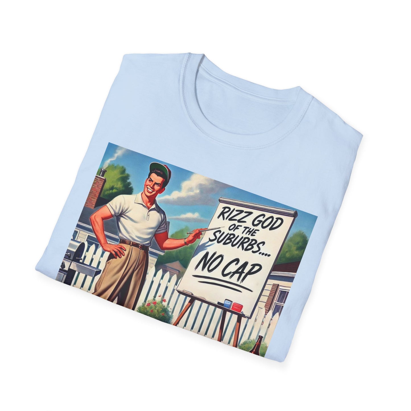 Rizz God Of The Suburb No Cap Shirt T Shirts For Men Guys Funny Graphic Shirt Vintage Rizz Tee Novelty Humor