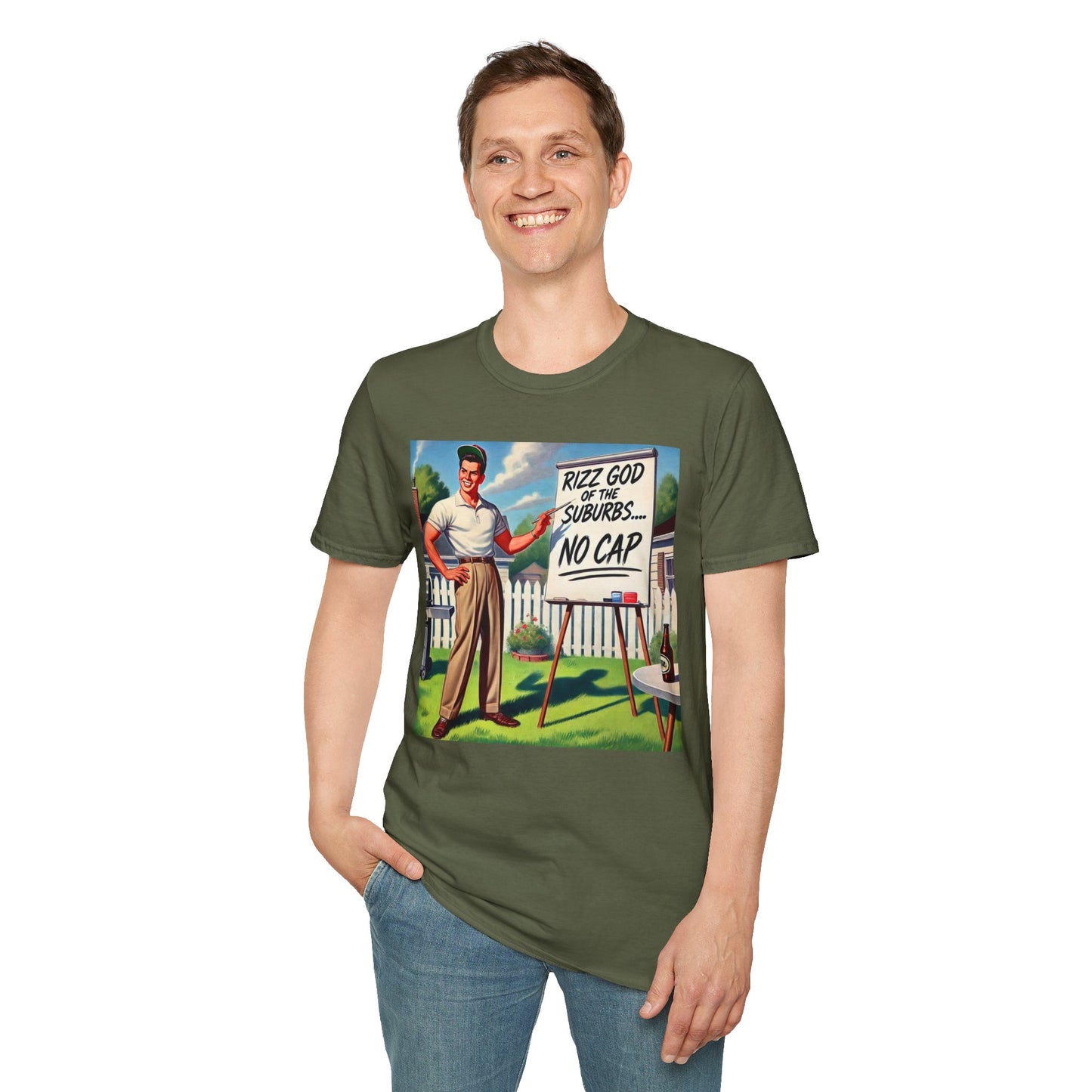 Rizz God Of The Suburb No Cap Shirt T Shirts For Men Guys Funny Graphic Shirt Vintage Rizz Tee Novelty Humor