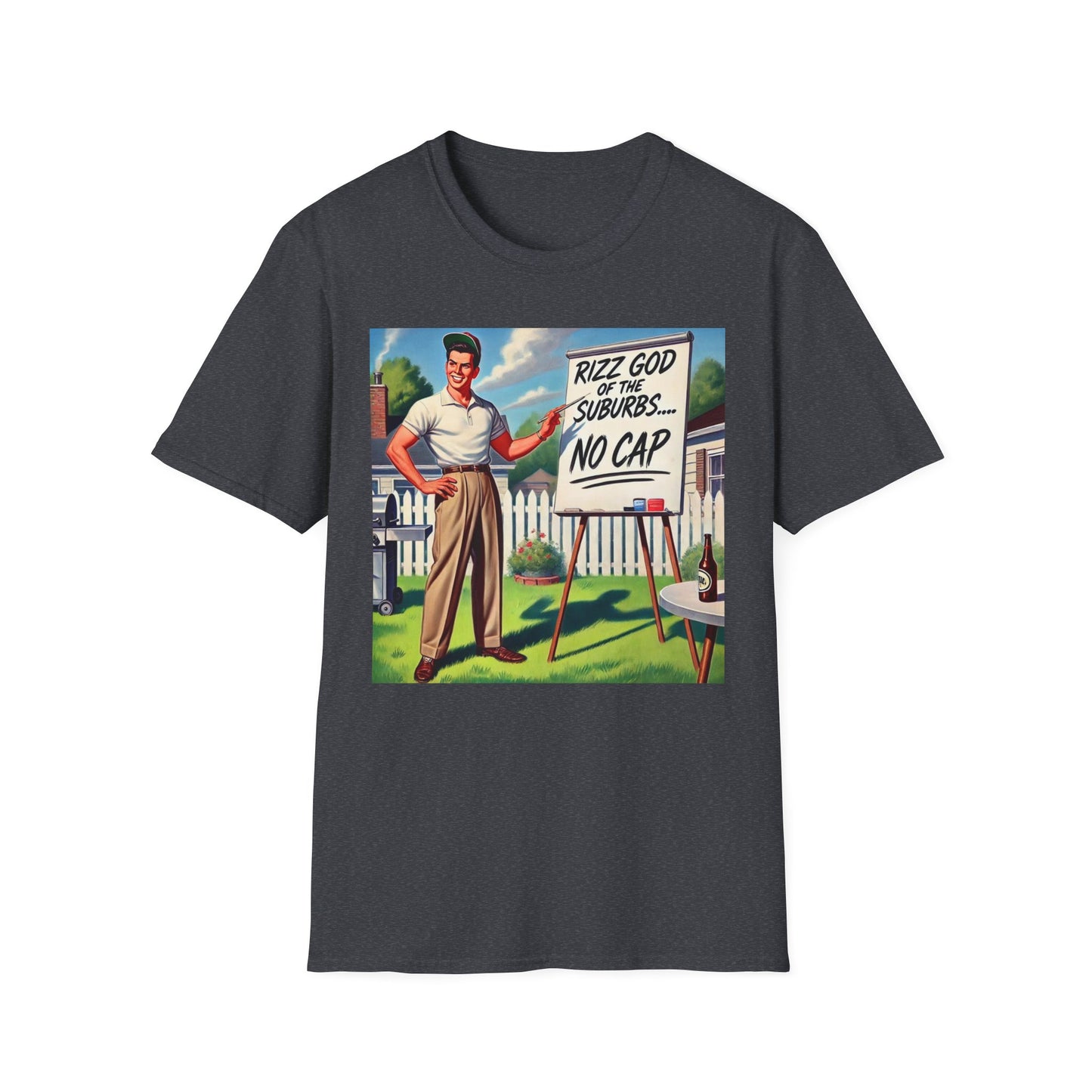 Rizz God Of The Suburb No Cap Shirt T Shirts For Men Guys Funny Graphic Shirt Vintage Rizz Tee Novelty Humor