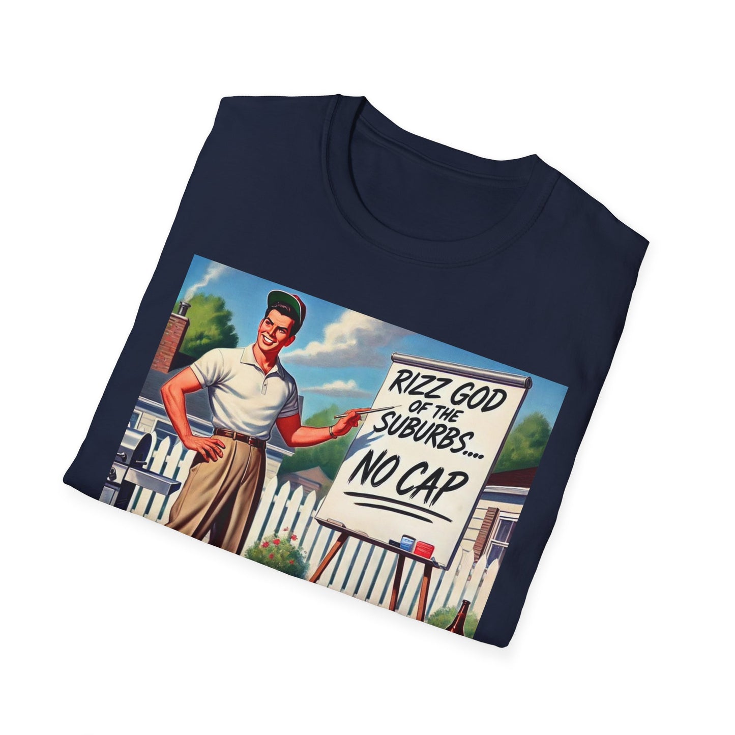Rizz God Of The Suburb No Cap Shirt T Shirts For Men Guys Funny Graphic Shirt Vintage Rizz Tee Novelty Humor