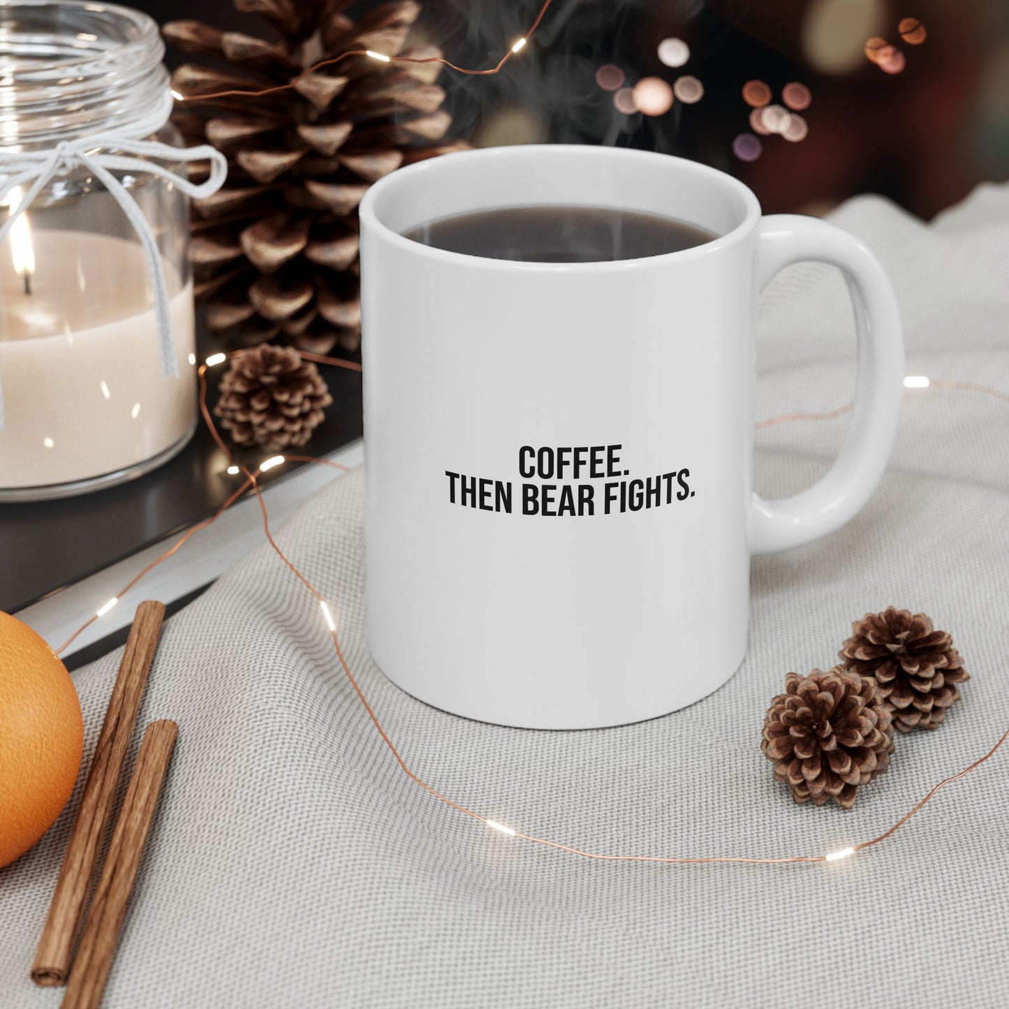 Funny Coffee Mug for Men, Man Punching Bear Mug, Gifts for Him, Guy Mug, Masculine Coffee Cup, Sarcastic Coffee Mug 11oz or 15oz