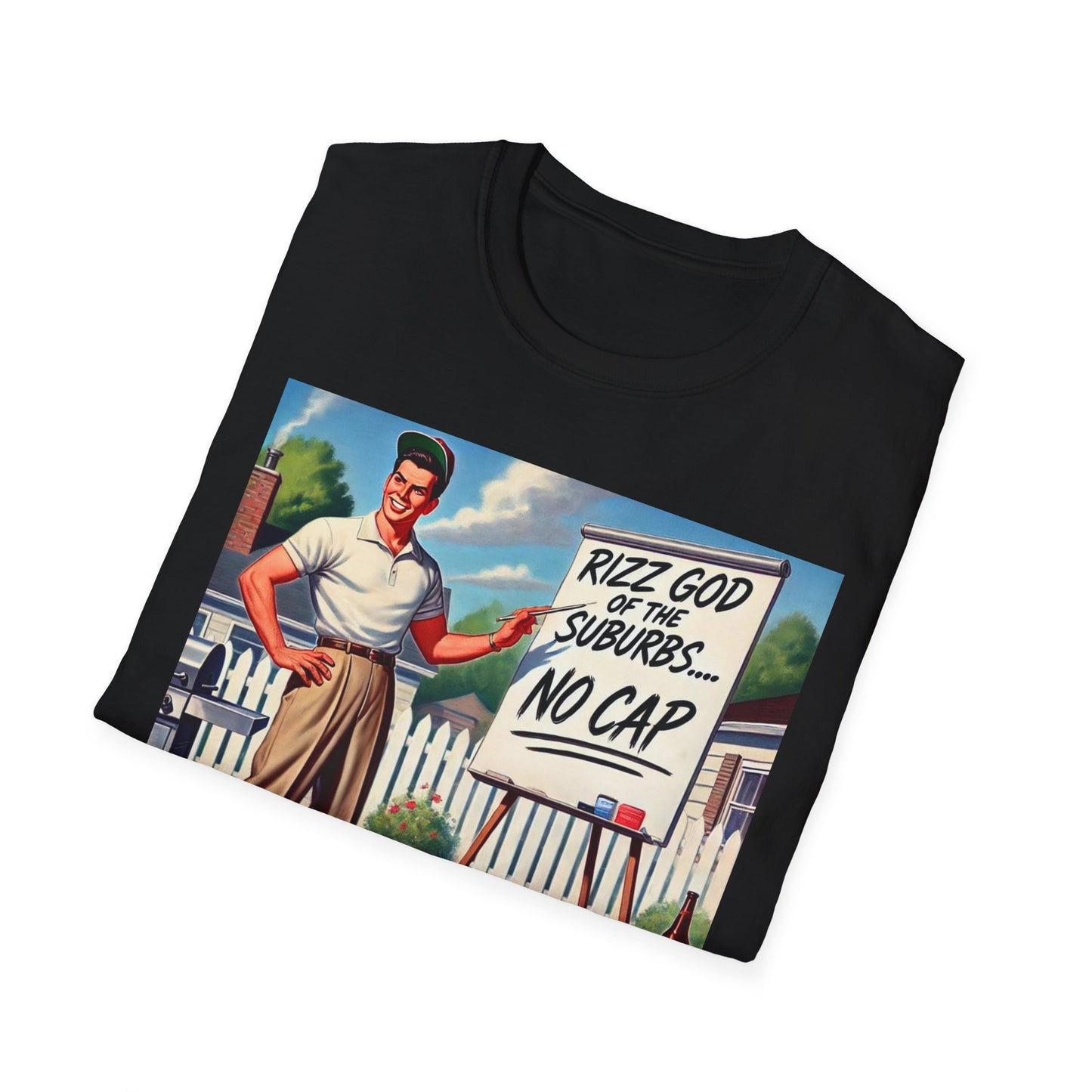 Rizz God Of The Suburb No Cap Shirt T Shirts For Men Guys Funny Graphic Shirt Vintage Rizz Tee Novelty Humor