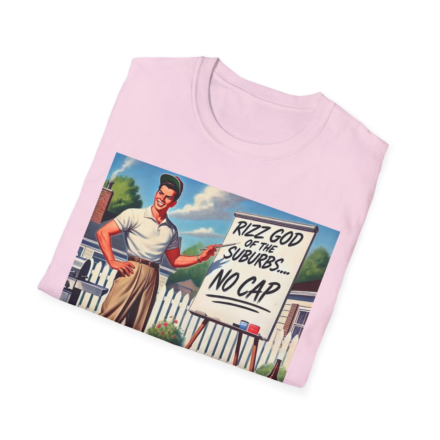 Rizz God Of The Suburb No Cap Shirt T Shirts For Men Guys Funny Graphic Shirt Vintage Rizz Tee Novelty Humor