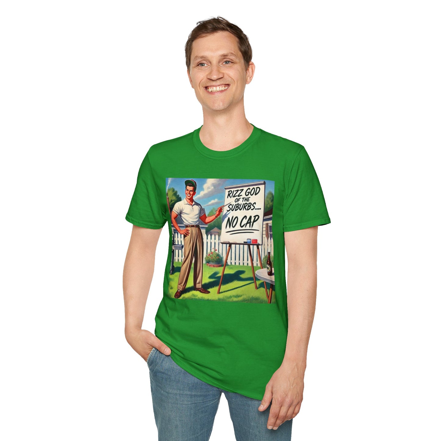 Rizz God Of The Suburb No Cap Shirt T Shirts For Men Guys Funny Graphic Shirt Vintage Rizz Tee Novelty Humor
