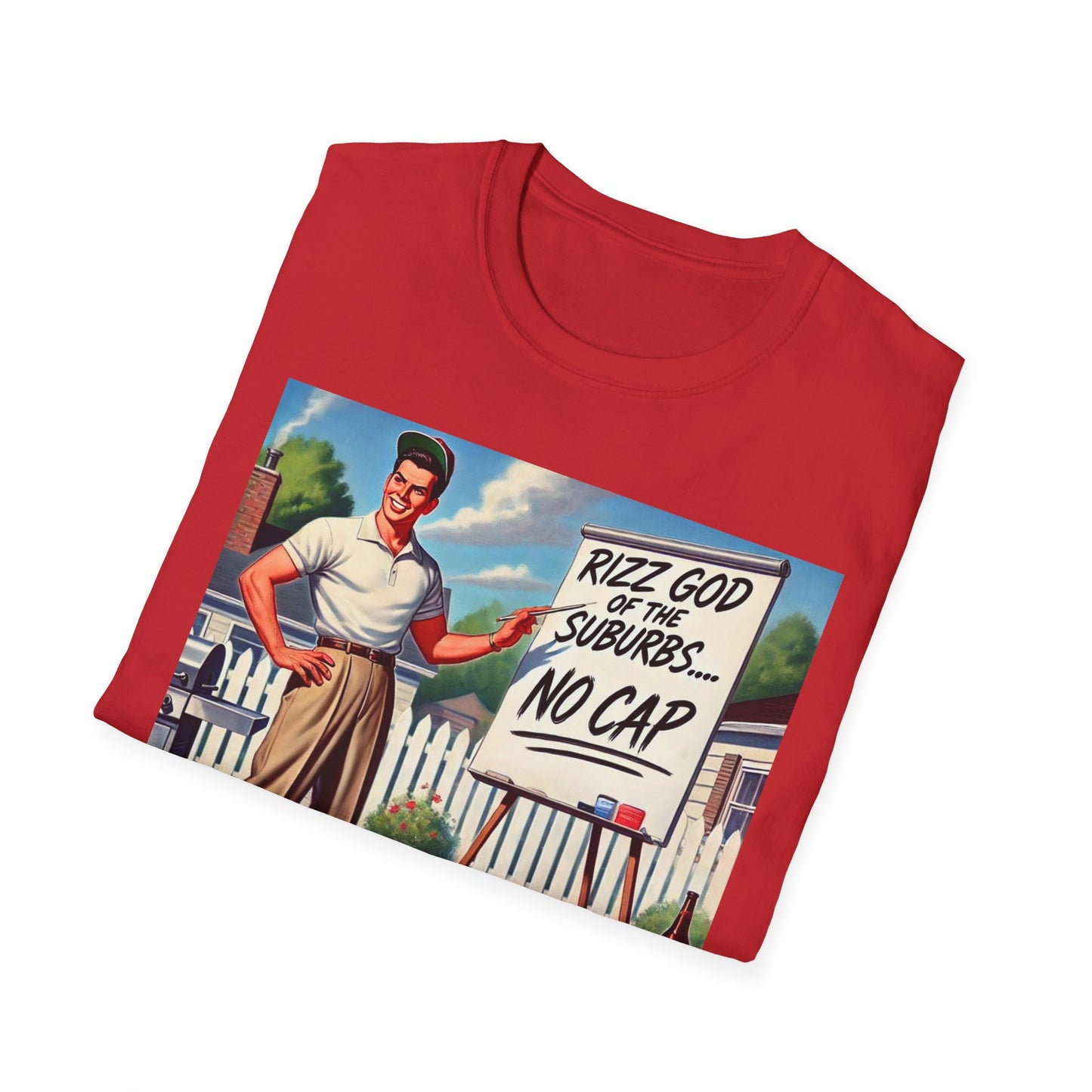 Rizz God Of The Suburb No Cap Shirt T Shirts For Men Guys Funny Graphic Shirt Vintage Rizz Tee Novelty Humor