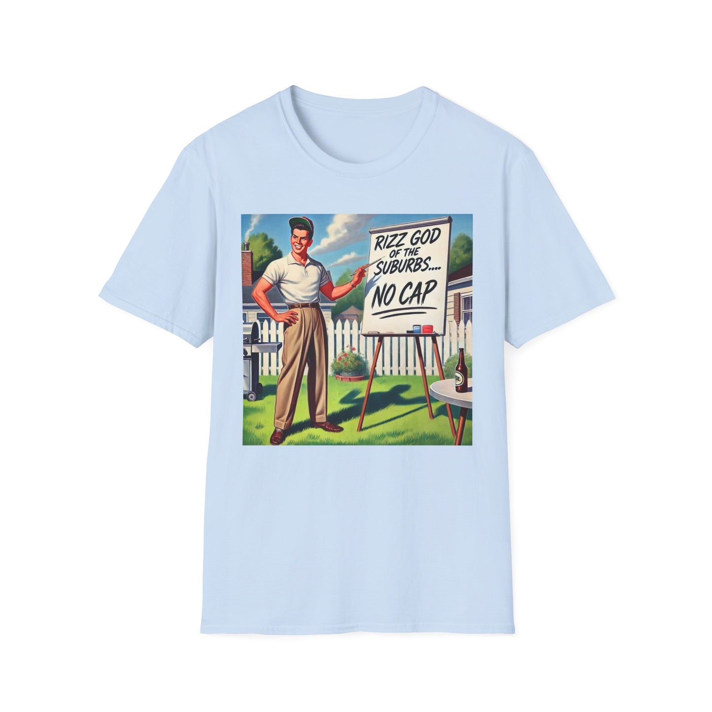Rizz God Of The Suburb No Cap Shirt T Shirts For Men Guys Funny Graphic Shirt Vintage Rizz Tee Novelty Humor