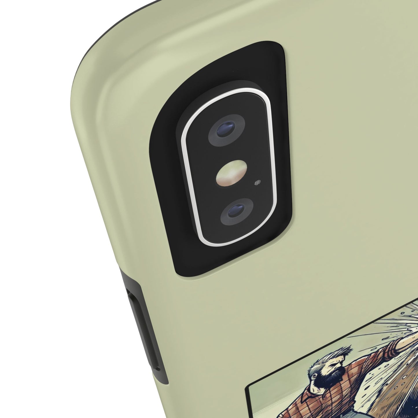 Funny Lumberjack Punching a Bear Phone Case, Wild Manly Gift, Meme Phone Cover, Absurd Graphic Art for Him, iPhone & Samsung Phone Case