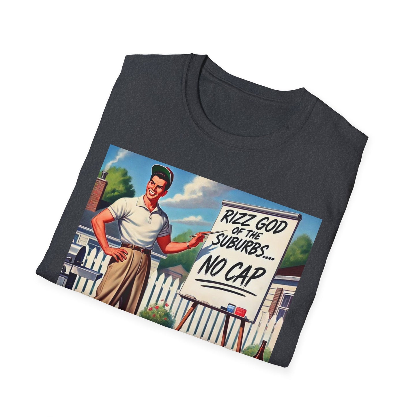 Rizz God Of The Suburb No Cap Shirt T Shirts For Men Guys Funny Graphic Shirt Vintage Rizz Tee Novelty Humor