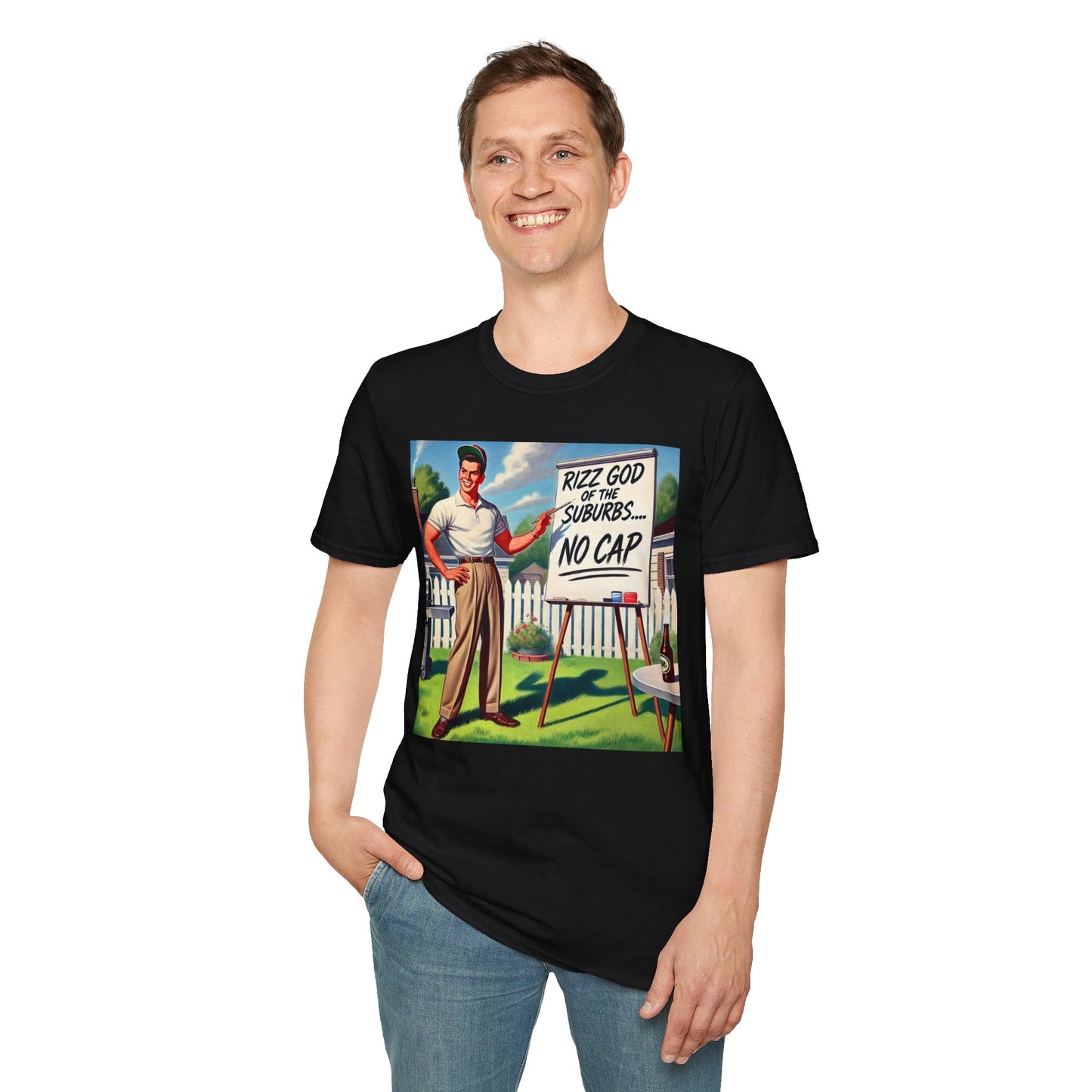 Rizz God Of The Suburb No Cap Shirt T Shirts For Men Guys Funny Graphic Shirt Vintage Rizz Tee Novelty Humor