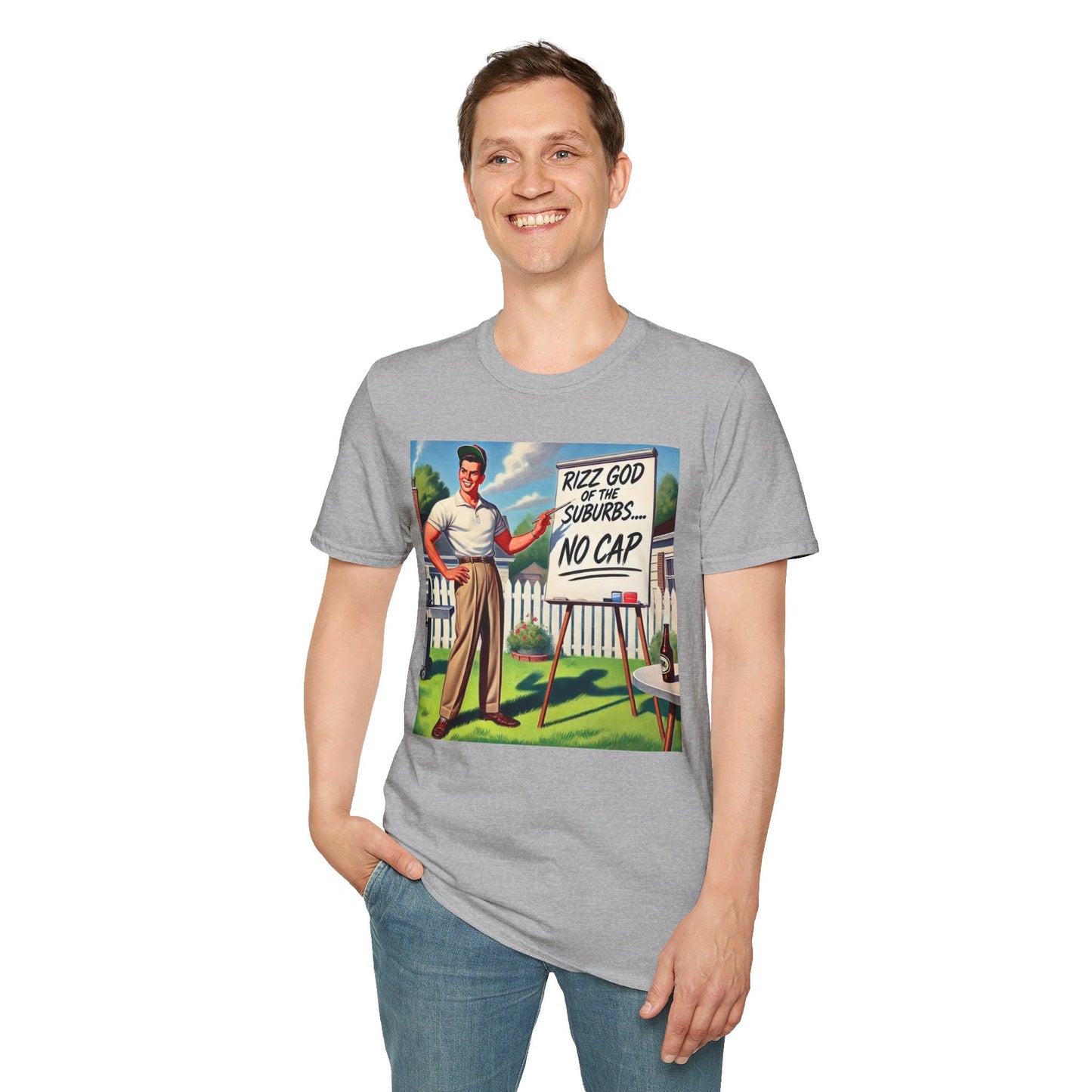Rizz God Of The Suburb No Cap Shirt T Shirts For Men Guys Funny Graphic Shirt Vintage Rizz Tee Novelty Humor