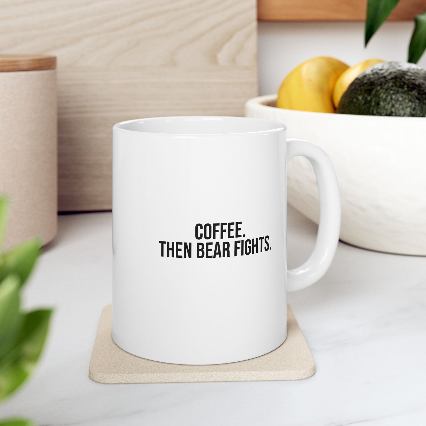 Funny Coffee Mug for Men, Man Punching Bear Mug, Gifts for Him, Guy Mug, Masculine Coffee Cup, Sarcastic Coffee Mug 11oz or 15oz