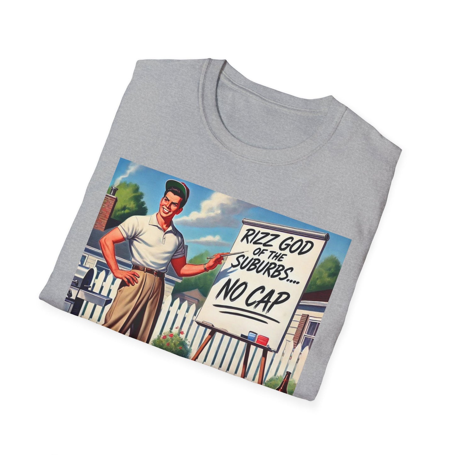 Rizz God Of The Suburb No Cap Shirt T Shirts For Men Guys Funny Graphic Shirt Vintage Rizz Tee Novelty Humor