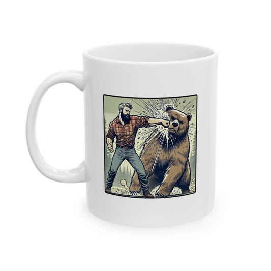 Man vs Bear Coffee Mug 11oz or 15oz