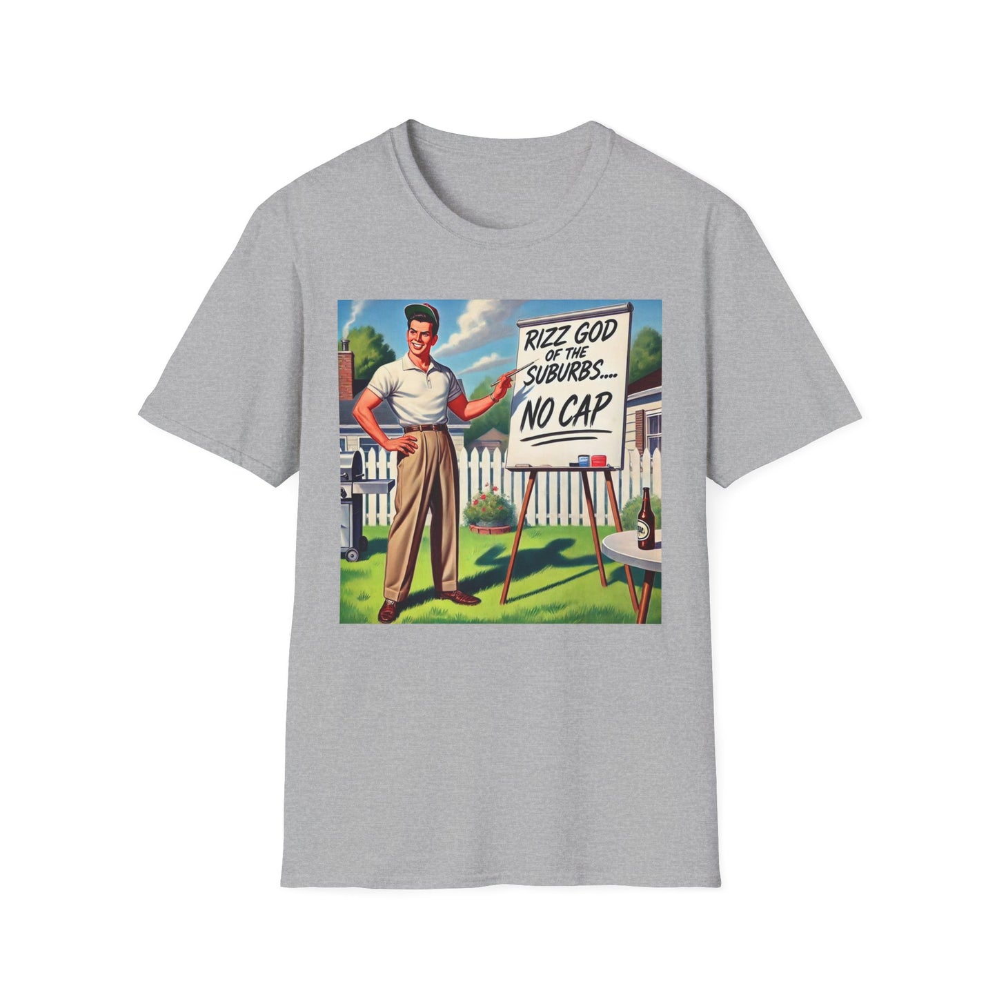 Rizz God Of The Suburb No Cap Shirt T Shirts For Men Guys Funny Graphic Shirt Vintage Rizz Tee Novelty Humor