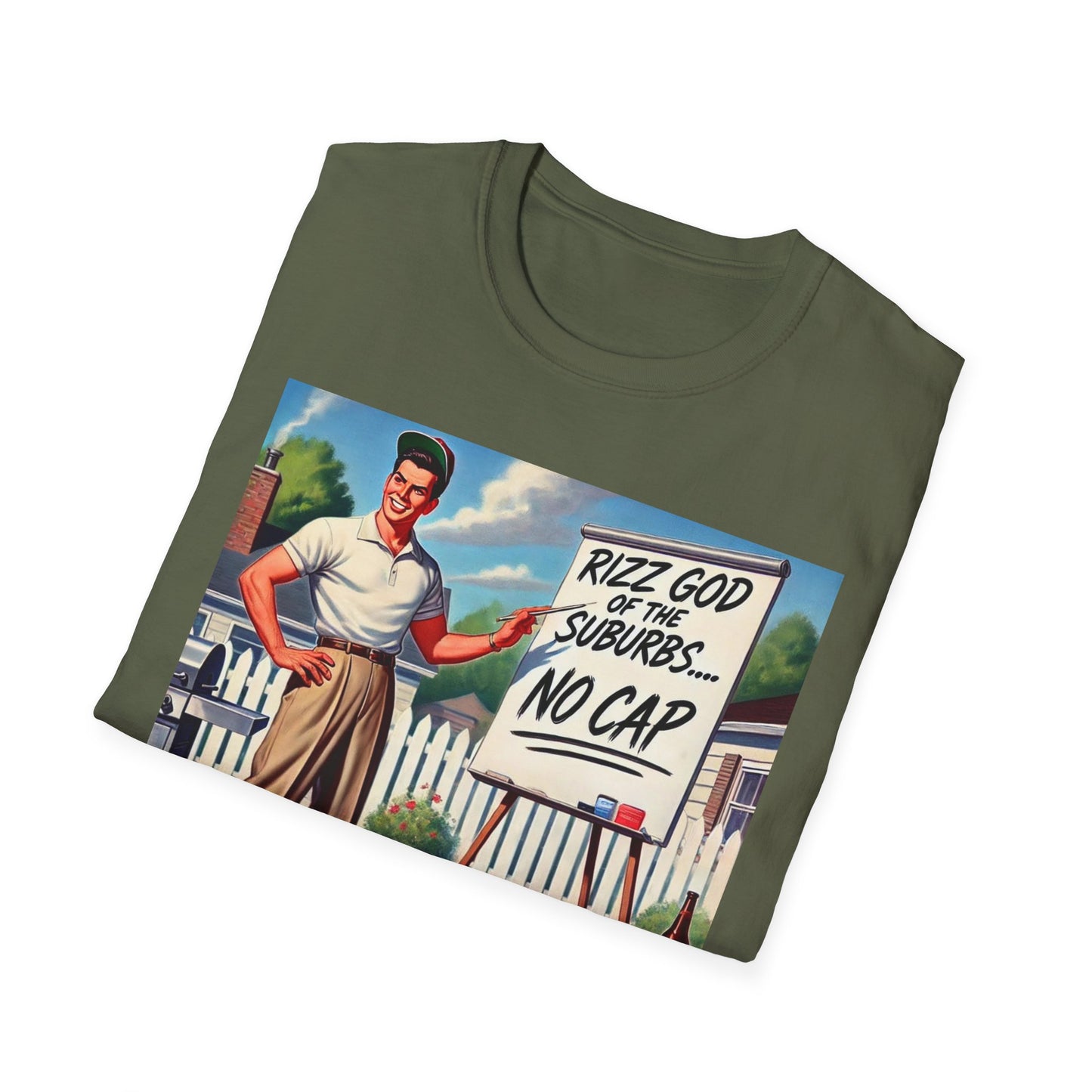 Rizz God Of The Suburb No Cap Shirt T Shirts For Men Guys Funny Graphic Shirt Vintage Rizz Tee Novelty Humor