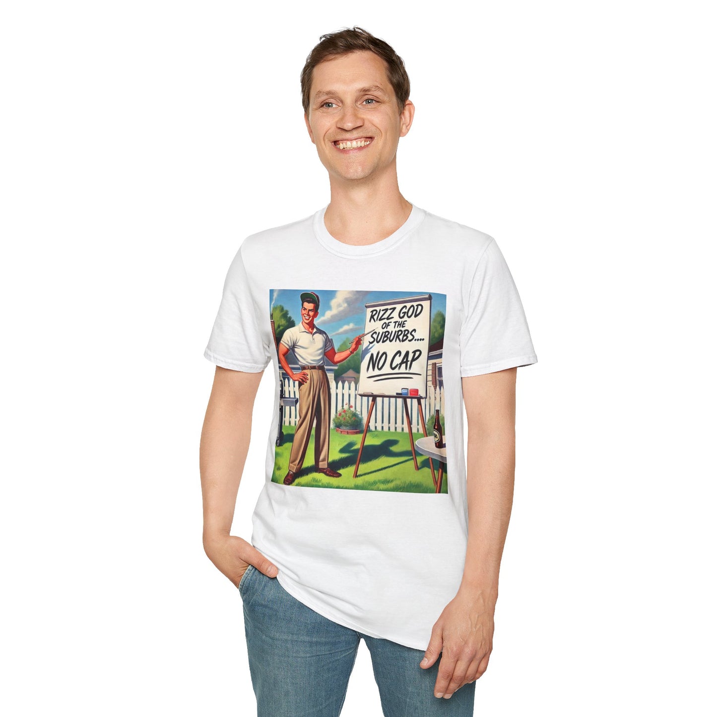 Rizz God Of The Suburb No Cap Shirt T Shirts For Men Guys Funny Graphic Shirt Vintage Rizz Tee Novelty Humor