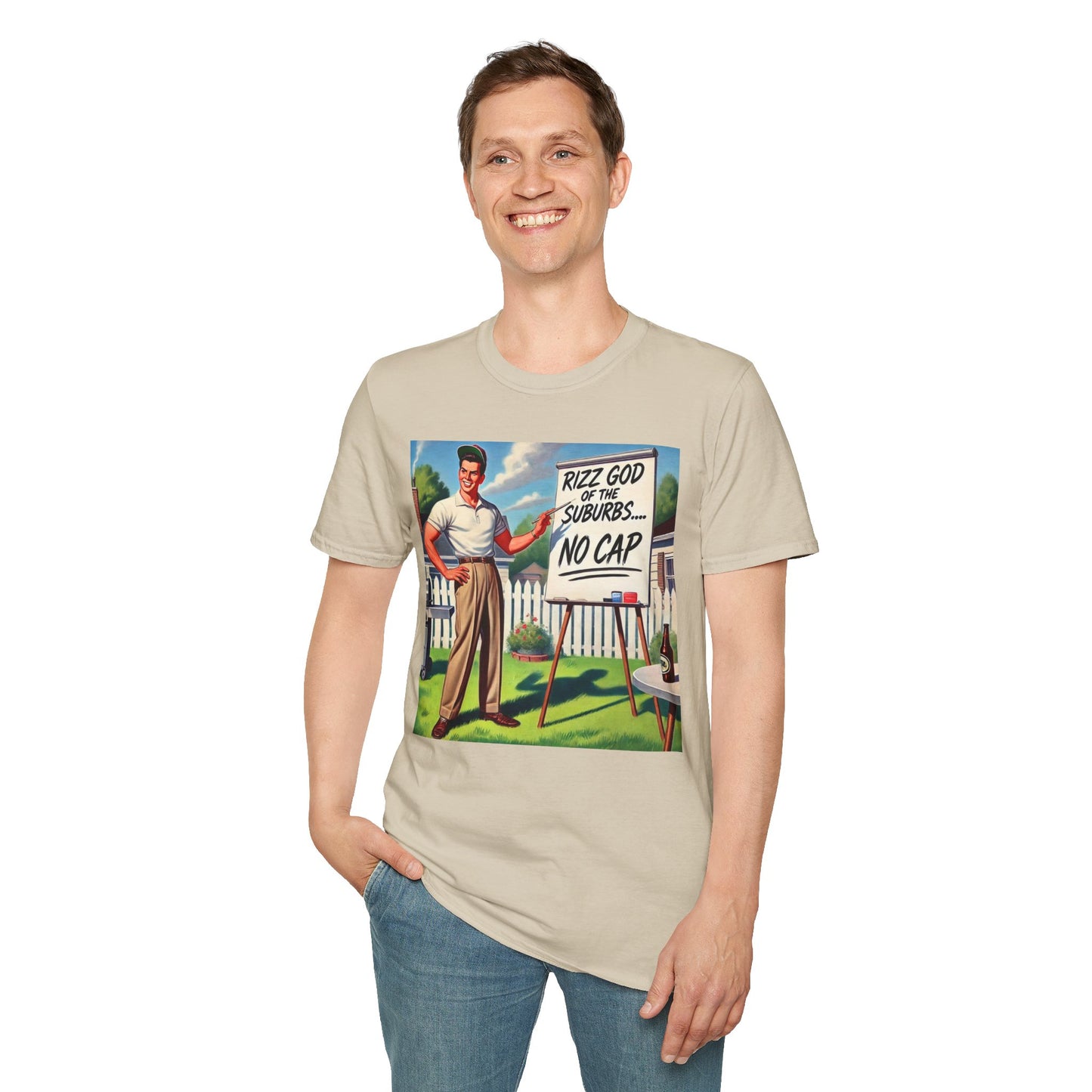 Rizz God Of The Suburb No Cap Shirt T Shirts For Men Guys Funny Graphic Shirt Vintage Rizz Tee Novelty Humor