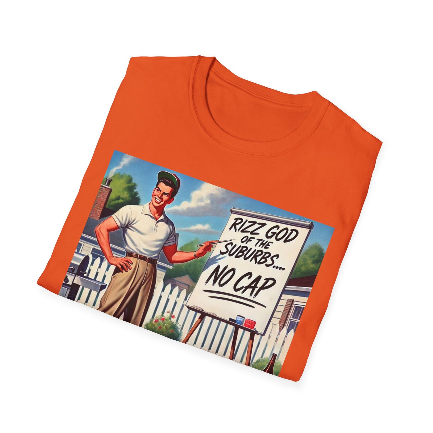 Rizz God Of The Suburb No Cap Shirt T Shirts For Men Guys Funny Graphic Shirt Vintage Rizz Tee Novelty Humor
