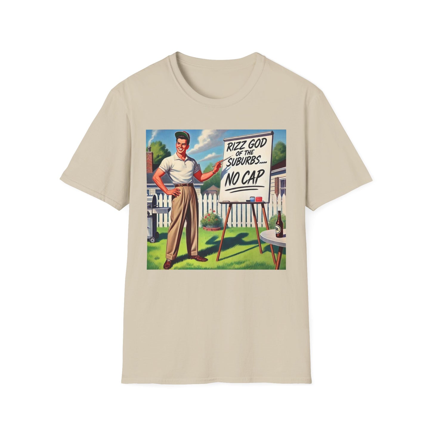 Rizz God Of The Suburb No Cap Shirt T Shirts For Men Guys Funny Graphic Shirt Vintage Rizz Tee Novelty Humor