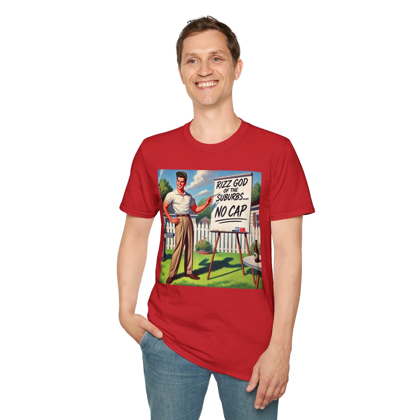 Rizz God Of The Suburb No Cap Shirt T Shirts For Men Guys Funny Graphic Shirt Vintage Rizz Tee Novelty Humor