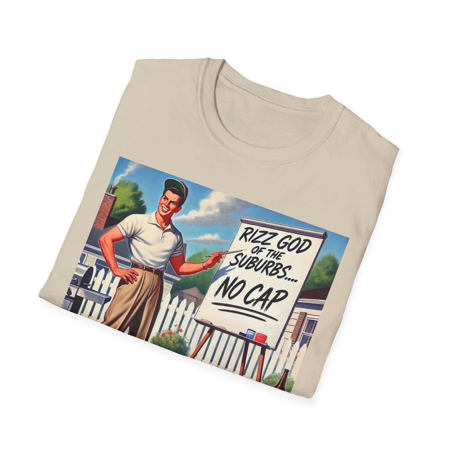 Rizz God Of The Suburb No Cap Shirt T Shirts For Men Guys Funny Graphic Shirt Vintage Rizz Tee Novelty Humor
