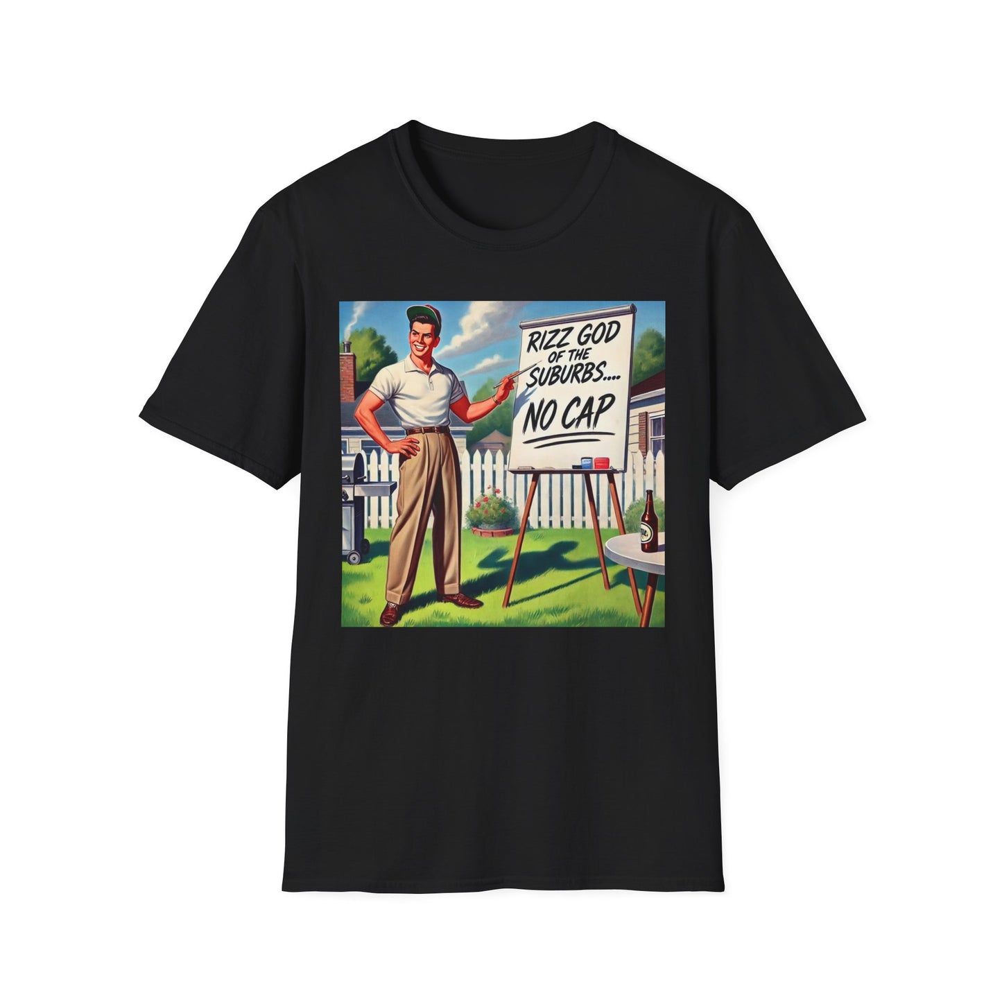 Rizz God Of The Suburb No Cap Shirt T Shirts For Men Guys Funny Graphic Shirt Vintage Rizz Tee Novelty Humor