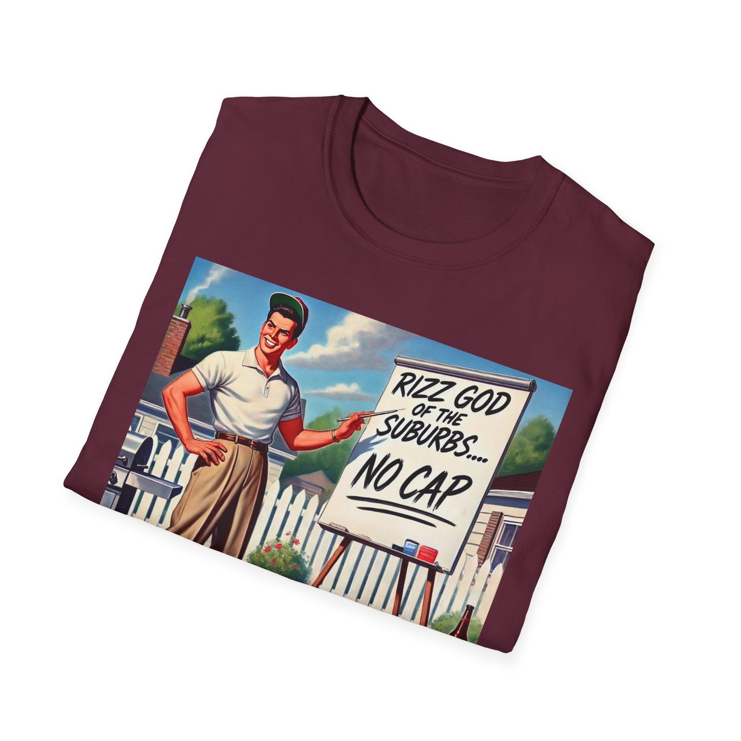 Rizz God Of The Suburb No Cap Shirt T Shirts For Men Guys Funny Graphic Shirt Vintage Rizz Tee Novelty Humor