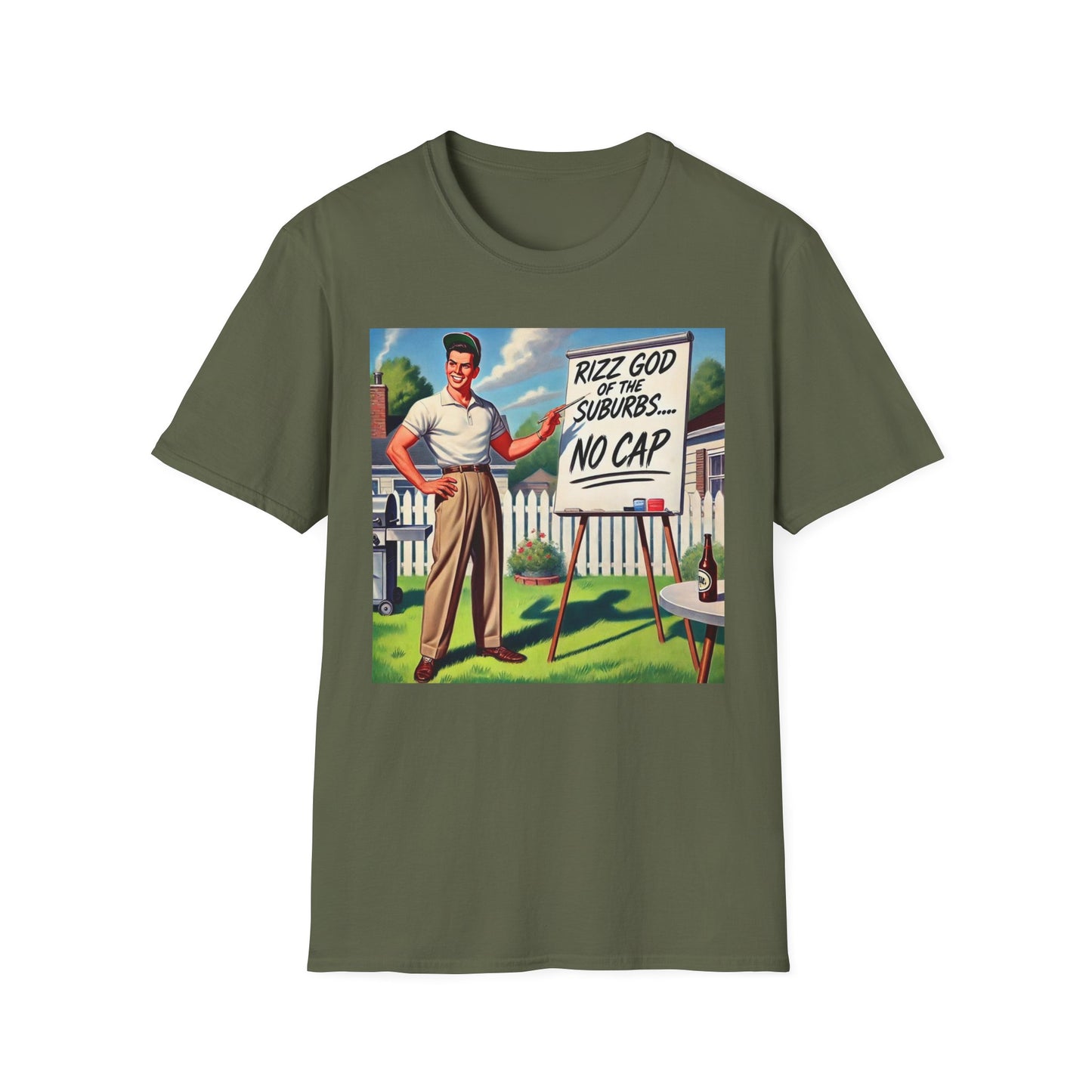 Rizz God Of The Suburb No Cap Shirt T Shirts For Men Guys Funny Graphic Shirt Vintage Rizz Tee Novelty Humor