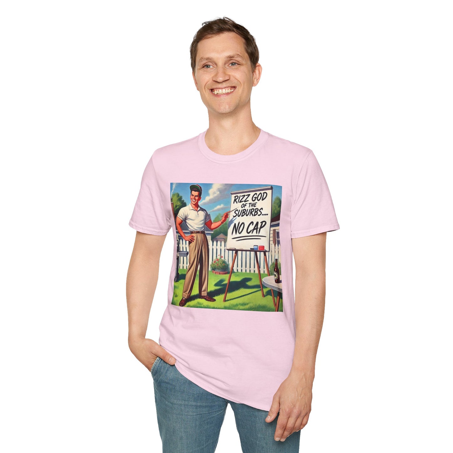 Rizz God Of The Suburb No Cap Shirt T Shirts For Men Guys Funny Graphic Shirt Vintage Rizz Tee Novelty Humor
