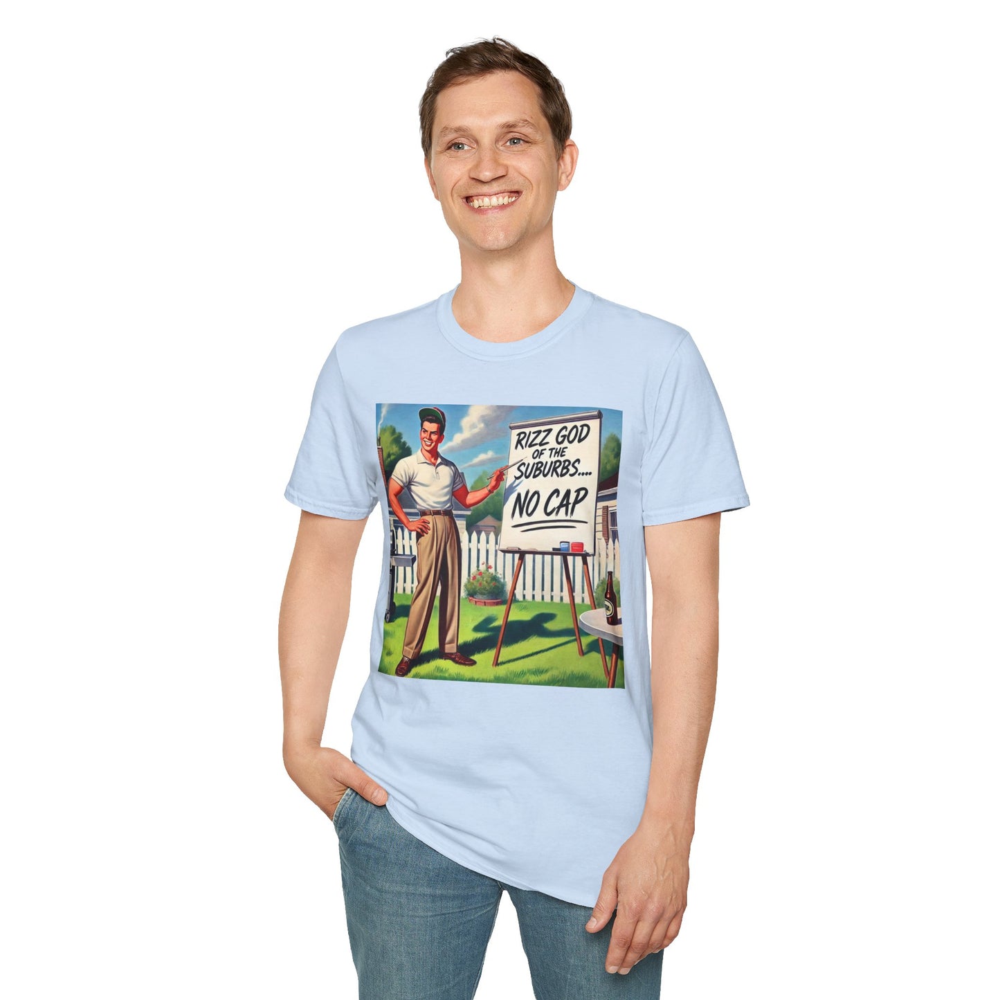 Rizz God Of The Suburb No Cap Shirt T Shirts For Men Guys Funny Graphic Shirt Vintage Rizz Tee Novelty Humor
