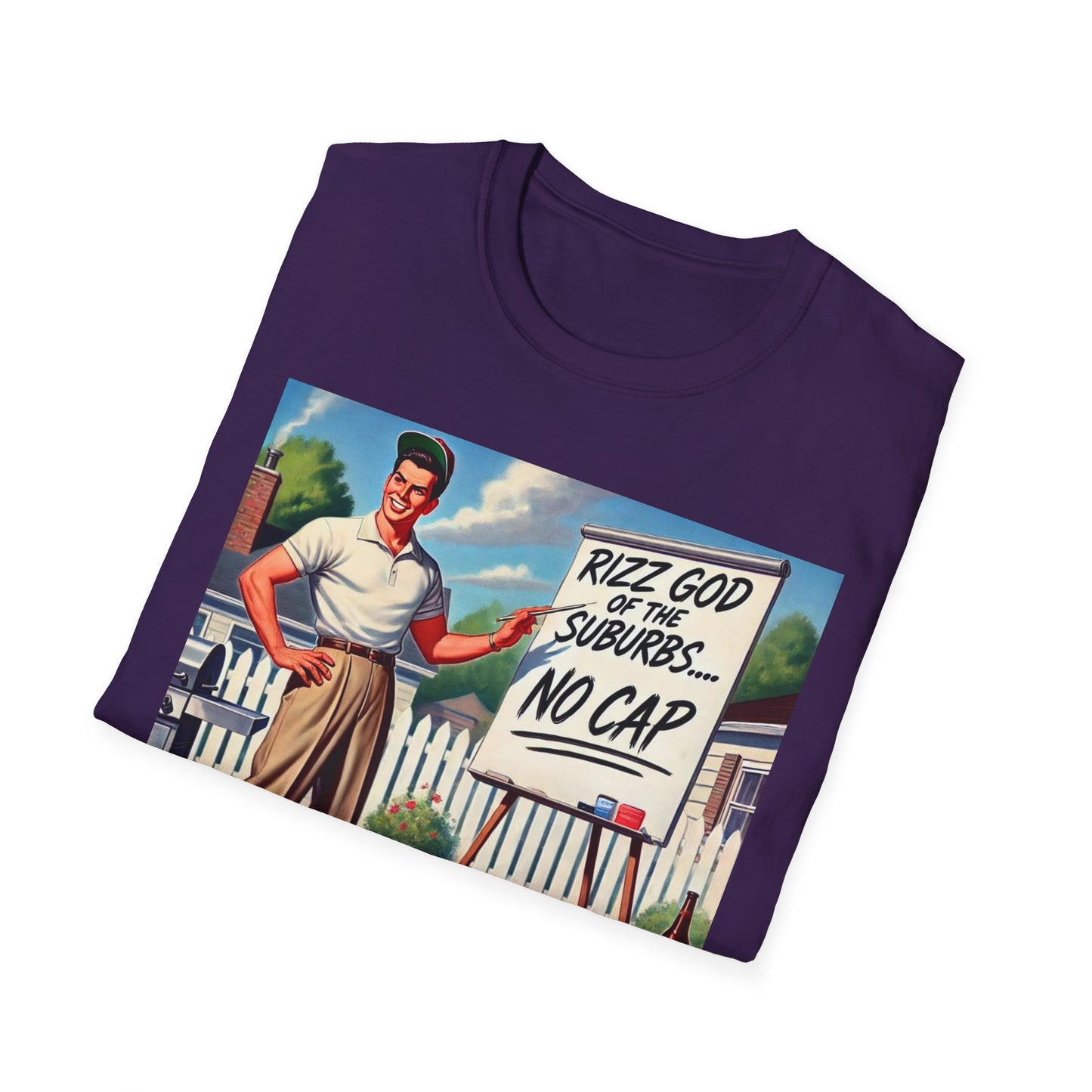 Rizz God Of The Suburb No Cap Shirt T Shirts For Men Guys Funny Graphic Shirt Vintage Rizz Tee Novelty Humor