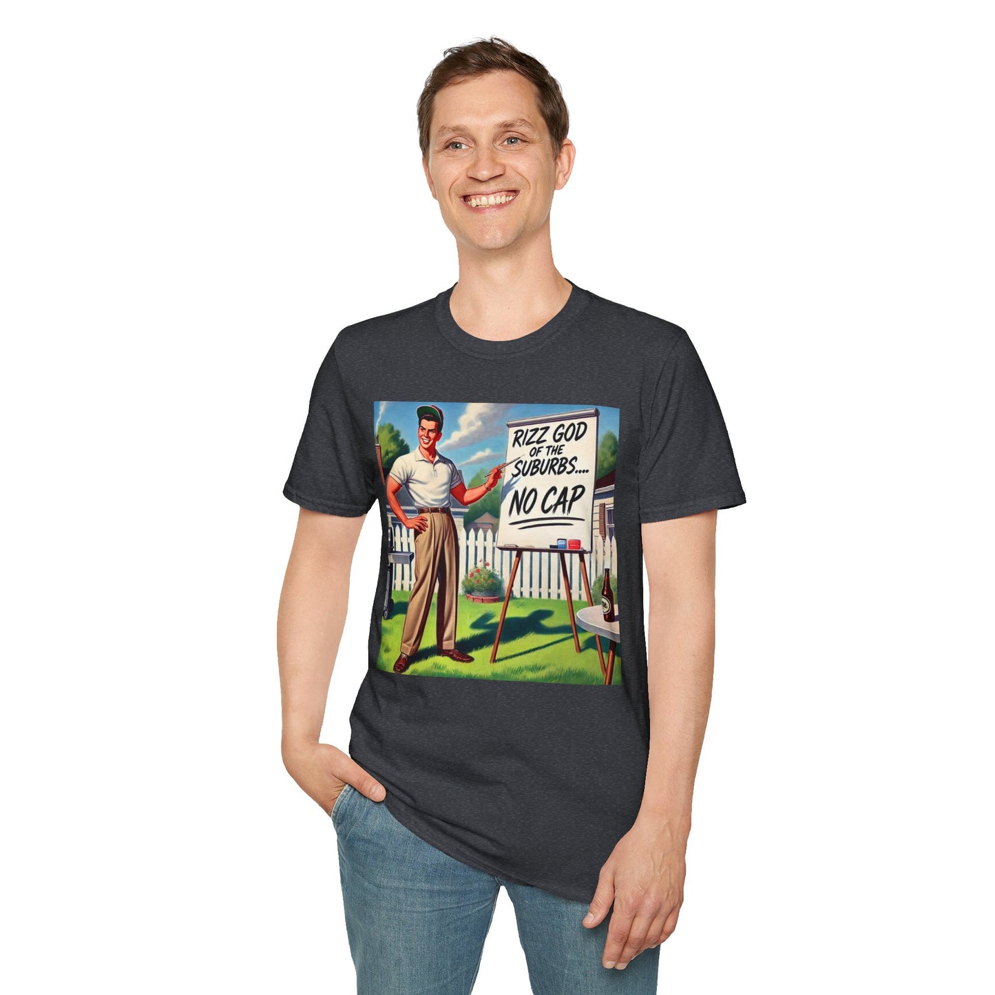 Rizz God Of The Suburb No Cap Shirt T Shirts For Men Guys Funny Graphic Shirt Vintage Rizz Tee Novelty Humor