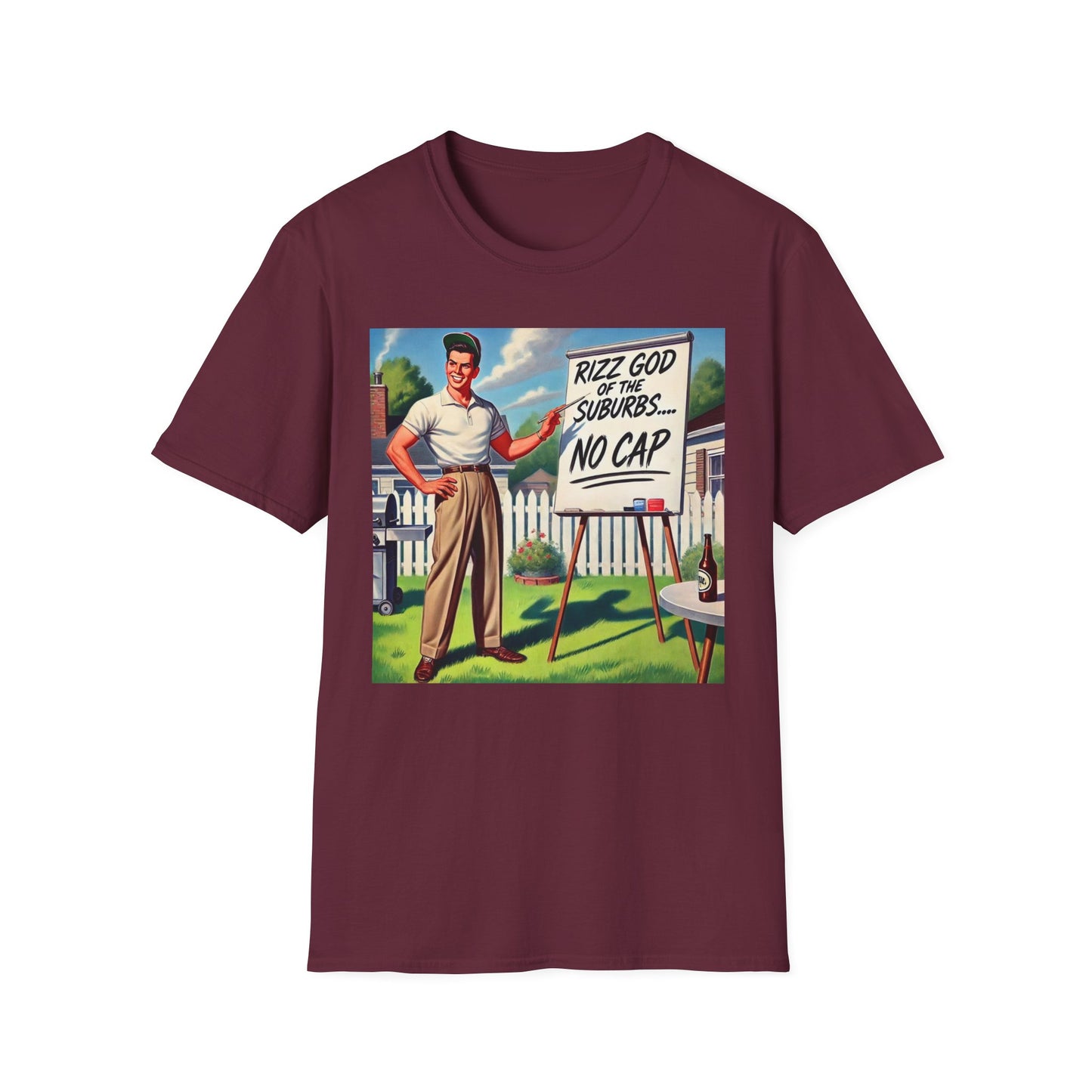 Rizz God Of The Suburb No Cap Shirt T Shirts For Men Guys Funny Graphic Shirt Vintage Rizz Tee Novelty Humor