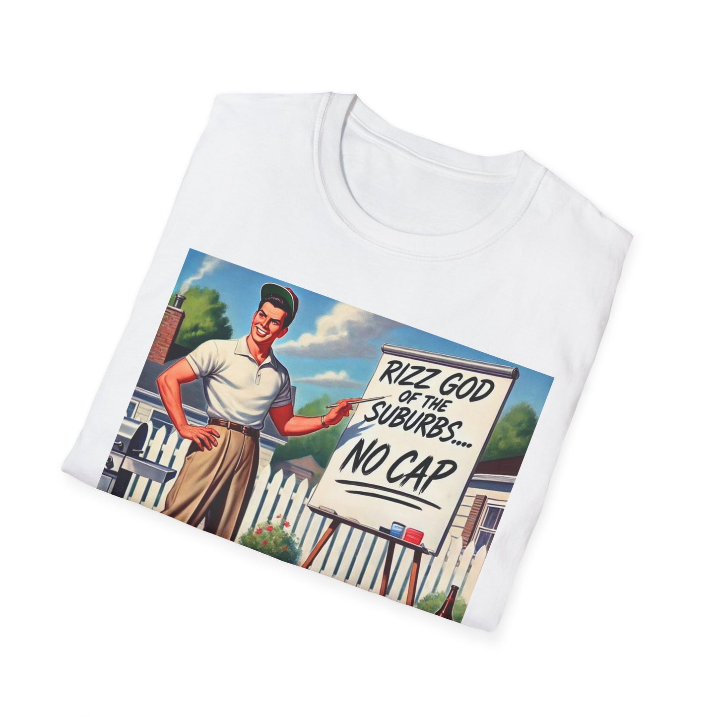 Rizz God Of The Suburb No Cap Shirt T Shirts For Men Guys Funny Graphic Shirt Vintage Rizz Tee Novelty Humor